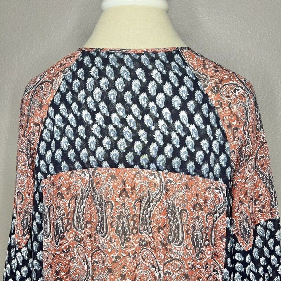 Ulla Johnson SALINAS Red & Blue Paisley 100% Silk 3/4 Sleeve Mini Dress Sz 0 - Picture 10 of 15